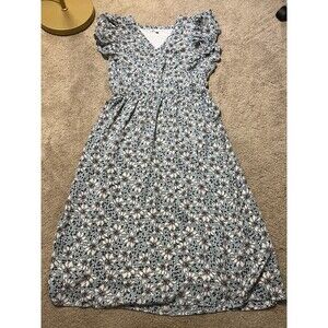 Daniel Rainn DR2 Womens L Flora Blue Maxi Dress